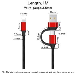 USB and C to Lighting PD Charge Cable