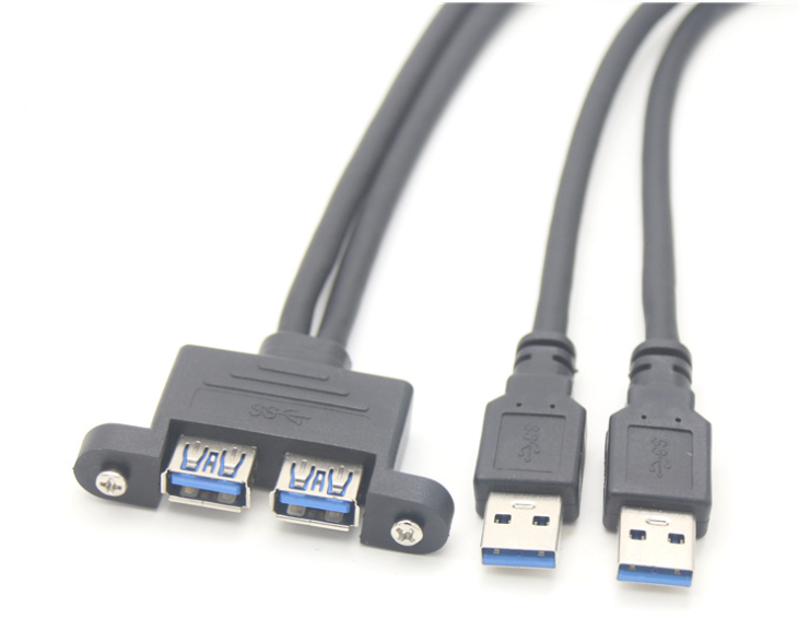 usb 3.0 dual usb extension cable with locking screw